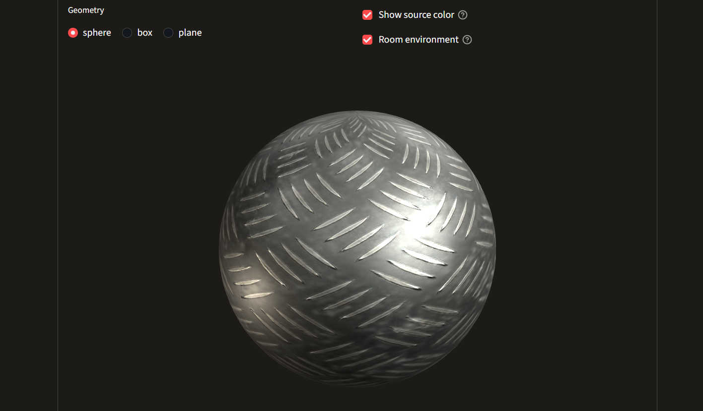 MatForge: visor 3D en tiempo real aplicando los mapas generados sobre una esfera